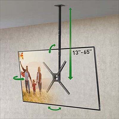 Barkan TV-plafondbeugel 97 cm lang, kantelbaar van 29 tot 65 inch, volledige beweging, plat en gebogen, belastbaar tot 40 kg, telescopisch in hoogte verstelbaar, voor OLED LCD, max. VESA 400 Barkan TV-plafondbeugel 97 cm lang, kantelbaar van 29 tot 65 inch, volledige beweging, plat en gebogen, belastbaar tot 40 kg, telescopisch in hoogte verstelbaar, voor OLED LCD, max. VESA 400