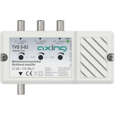 Axing TVS 5-03 Multizone antenneversterker 33dB 3-weg radio FM TV DAB+ DVB-T2 Axing TVS 5-03 Multizone antenneversterker 33dB 3-weg radio FM TV DAB+ DVB-T2