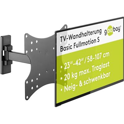 goobay 49713 Basic Full Motion TV muurbeugel 58 cm (23 inch) 107 cm (42 inch) / wandhouder kantelbaar en draaibaar / VESA standaard 200 x 200 / zwart goobay 49713 Basic Full Motion TV muurbeugel 58 cm (23 inch) 107 cm (42 inch) / wandhouder kantelbaar en draaibaar / VESA standaard 200 x 200 / zwart