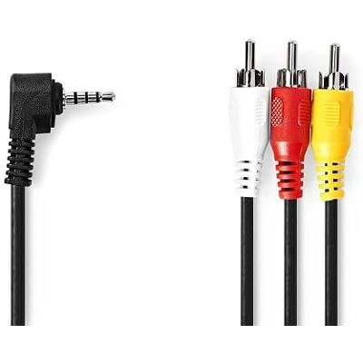 NEDIS Audio-videokabel 3,5 mm stekker 3 x cinch vernikkeld 1 m rond pvc zwart NEDIS Audio-videokabel 3,5 mm stekker 3 x cinch vernikkeld 1 m rond pvc zwart