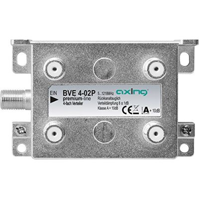 Axing BVE 4-02P 4-weg BK splitter voor digitale mediakabeltelevisie 5-1218 MHz metalen F-connector Axing BVE 4-02P 4-weg BK splitter voor digitale mediakabeltelevisie 5-1218 MHz metalen F-connector