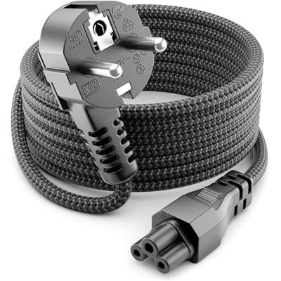deleyCON 1,5 m netsnoer netsnoer type F naar C5 (gevlochten nylon) 90° veiligheidsstekker op klaverblad 2,5 A stekker voor laptop, computer, voeding, tv, monitor grijs deleyCON 1,5 m netsnoer netsnoer type F naar C5 (gevlochten nylon) 90° veiligheidsstekker op klaverblad 2,5 A stekker voor laptop, computer, voeding, tv, monitor grijs