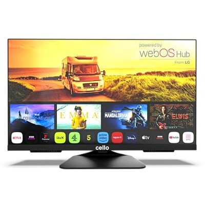 Cello Smart Camping Travel TV 12 V Triple Tuner Bluetooth Disney+ Netflix, Apple TV + Prime Video Paramount + Caravans HGVS boten Cello Smart Camping Travel TV 12 V Triple Tuner Bluetooth Disney+ Netflix, Apple TV + Prime Video Paramount + Caravans HGVS boten
