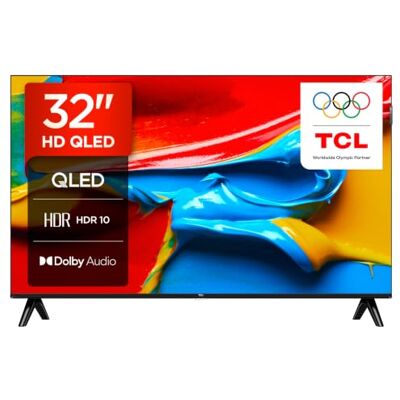 TCL 32V4C TV 32 inch HD Smart QLED Direct LED met Android TV en HDR Compatibel met Google Cast en Google Home, Delgado Design TCL 32V4C TV 32 inch HD Smart QLED Direct LED met Android TV en HDR Compatibel met Google Cast en Google Home, Delgado Design