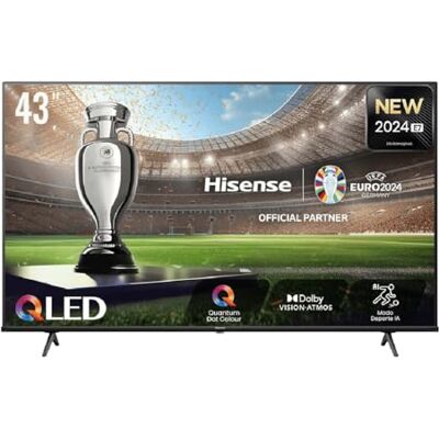 Hisense 43E7NQ QLED Smart TV, 43 inch, Quantum Dot Colour, Dolby Vision, Dolby Atmos, Gaming Plus-modus, 60 Hz VRR 120 fps, Bluetooth & HDMI, tv-spraakbediening, VIDAA (nieuw 2024) Hisense 43E7NQ QLED Smart TV, 43 inch, Quantum Dot Colour, Dolby Vision, Dolby Atmos, Gaming Plus-modus, 60 Hz VRR 120 fps, Bluetooth & HDMI, tv-spraakbediening, VIDAA (nieuw 2024)