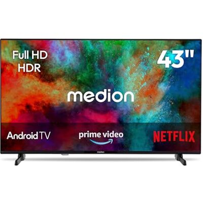 Medion TV 43 inch Full HD (108 cm) televisie (Android TV, Smart TV, HDR, Prime Video, PVR, Bluetooth, MD843100) Medion TV 43 inch Full HD (108 cm) televisie (Android TV, Smart TV, HDR, Prime Video, PVR, Bluetooth, MD843100)