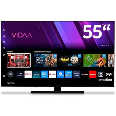 Medion TV 55 inch 4K (138,8 cm) QLED Television (Smart TV 4K, Dolby Vision HDR, VIDAA Store, Prime Video, Disney+, DAZN, Paramount+, DTS X, Dolby Atmos, PVR, Bluetooth, MD 855600) Medion TV 55 inch 4K (138,8 cm) QLED Television (Smart TV 4K, Dolby Vision HDR, VIDAA Store, Prime Video, Disney+, DAZN, Paramount+, DTS X, Dolby Atmos, PVR, Bluetooth, MD 855600)
