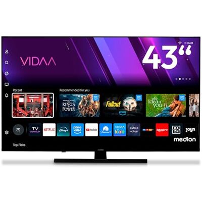 Medion TV 43 inch 4K (108 cm) QLED Television (Smart TV 4K, Dolby Vision HDR, VIDAA Store, Netflix, Prime Video, Disney+, DAZN, Paramount+, DTS X, Dolby Atmos, PVR, Bluetooth, MD 843600) Medion TV 43 inch 4K (108 cm) QLED Television (Smart TV 4K, Dolby Vision HDR, VIDAA Store, Netflix, Prime Video, Disney+, DAZN, Paramount+, DTS X, Dolby Atmos, PVR, Bluetooth, MD 843600)