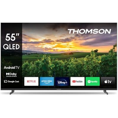Thomson 55 inch (139 cm) QLED Smart Android TV, Google Assistant, WLAN, Dolby Digital, Bluetooth, drievoudige tuner (kabel/satelliet/antenne), HDMI, CI+, A+ paneel 55QA2S13 Thomson 55 inch (139 cm) QLED Smart Android TV, Google Assistant, WLAN, Dolby Digital, Bluetooth, drievoudige tuner (kabel/satelliet/antenne), HDMI, CI+, A+ paneel 55QA2S13