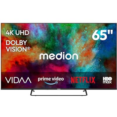 Medion 163,9 cm 65 inch Ultra HD Smart TV Dolby Vision HDR VIDA Store Prime Video Disney + DAZN HbbTV PVR Bluetooth HD+, MD865302 Medion 163,9 cm 65 inch Ultra HD Smart TV Dolby Vision HDR VIDA Store Prime Video Disney + DAZN HbbTV PVR Bluetooth HD+, MD865302