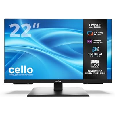 Cello C2226TZH Smart TV LED sans cadre 22" avec système d'exploitation Tizen de Samsung, hub de jeu, haut-parleur Pitch Perfect, idéal pour la cuisine et la chambre à coucher, triple tuner Cello C2226TZH Smart TV LED sans cadre 22" avec système d'exploitation Tizen de Samsung, hub de jeu, haut-parleur Pitch Perfect, idéal pour la cuisine et la chambre à coucher, triple tuner