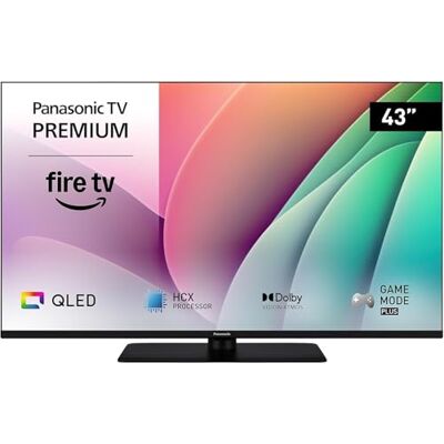 Panasonic Premium TV-43W80AEZC Serie W80 Smart TV 43 inch QLED 4K Ultra HD, Fire OS, Dolby Vision en Atmos, Game Plus-modus, Alexa spraakbesturing, Airplay, zwart Panasonic Premium TV-43W80AEZC Serie W80 Smart TV 43 inch QLED 4K Ultra HD, Fire OS, Dolby Vision en Atmos, Game Plus-modus, Alexa spraakbesturing, Airplay, zwart