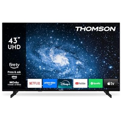 Thomson TV 43 inch (108 cm) 4K UHD Smart Fire TV, spraakbesturing Alexa, Triple Tuner (DVB-T/T2/C/S/S2), Dolby Vision, Dolby Atmos, HDR10, HDMI 2.1, WiFi, Bluetooth 43UF4S35 Thomson TV 43 inch (108 cm) 4K UHD Smart Fire TV, spraakbesturing Alexa, Triple Tuner (DVB-T/T2/C/S/S2), Dolby Vision, Dolby Atmos, HDR10, HDMI 2.1, WiFi, Bluetooth 43UF4S35