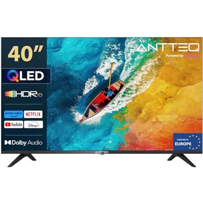 Antteq AV40F5Q Téléviseur 40 Pouces 2K QLED Smart TV Bluetooth avec Triple Tuner HD (DVB-C/-S2/-T2) App Store, Netflix, Prime Video, Rakuten TV, DAZN, YouTube et plus Antteq AV40F5Q Téléviseur 40 Pouces 2K QLED Smart TV Bluetooth avec Triple Tuner HD (DVB-C/-S2/-T2) App Store, Netflix, Prime Video, Rakuten TV, DAZN, YouTube et plus