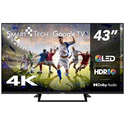 Smart Tech QLED 43QG06V Téléviseur 43" Google TV HDR avec résolution 4K UHD, Bluetooth et triple tuner, Smart TV 43QG06V (2026) Smart Tech QLED 43QG06V Téléviseur 43" Google TV HDR avec résolution 4K UHD, Bluetooth et triple tuner, Smart TV 43QG06V (2026)