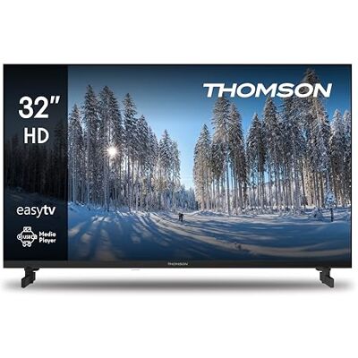 Thomson TV 32 inch (81 cm) HD Easy TV, led-tv (niet-Smart), Triple Tuner (DVB-T/T2/C/S/S2), Dolby Audio, hotelmodus, mediaspeler, afstandsbediening met achtergrondverlichting, 3 x HDMI 32HD2S13 Thomson TV 32 inch (81 cm) HD Easy TV, led-tv (niet-Smart), Triple Tuner (DVB-T/T2/C/S/S2), Dolby Audio, hotelmodus, mediaspeler, afstandsbediening met achtergrondverlichting, 3 x HDMI 32HD2S13