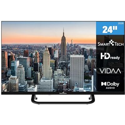 Smart Tech 24 inch (60 cm) 24HV02V Smart TV VIDAA Molotov, Netflix, Prime Video, Disney+, YouTube, Plex 3 x HDMI 2 x USB Hotelmodus (61 cm) Smart Tech 24 inch (60 cm) 24HV02V Smart TV VIDAA Molotov, Netflix, Prime Video, Disney+, YouTube, Plex 3 x HDMI 2 x USB Hotelmodus (61 cm)