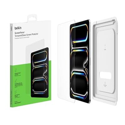 Belkin ScreenForce TemperedGlass displaybeschermfolie voor iPad Pro 11 inch (9H-index, 0,33 mm gehard glas, krasbestendig, eenvoudige installatie, compatibel met beschermhoes en Apple Pencil) Belkin ScreenForce TemperedGlass displaybeschermfolie voor iPad Pro 11 inch (9H-index, 0,33 mm gehard glas, krasbestendig, eenvoudige installatie, compatibel met beschermhoes en Apple Pencil)