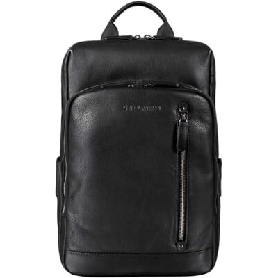 STILORD "Johnson" zakelijke rugzak voor heren, leer, vintage rugzak voor MacBook 13,3 inch, laptoptas, echt leer, kleur: middenbruin, zwart., L, Dagrugzak STILORD "Johnson" zakelijke rugzak voor heren, leer, vintage rugzak voor MacBook 13,3 inch, laptoptas, echt leer, kleur: middenbruin, zwart., L, Dagrugzak
