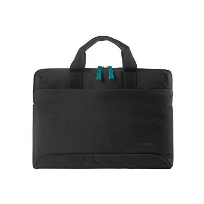 Tucano Smilza 13/14 inch laptoptas, nylon laptoptas met schokabsorberende binnenvoering en afneembare schouderriem, zwart Tucano Smilza 13/14 inch laptoptas, nylon laptoptas met schokabsorberende binnenvoering en afneembare schouderriem, zwart
