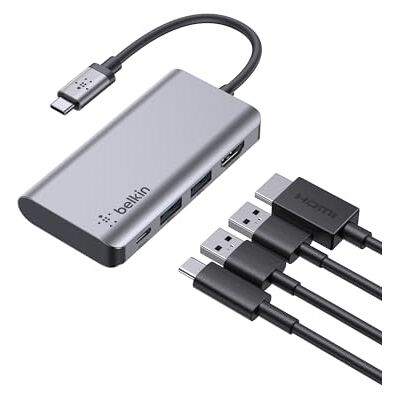 Belkin 4-in-1 USB C multipoortadapter (met HDMI 4K, USB-C 100W PD, 2 USB A-poorten voor MacBook Pro, MacBook Air, iPad Pro, XPS en meer) Belkin 4-in-1 USB C multipoortadapter (met HDMI 4K, USB-C 100W PD, 2 USB A-poorten voor MacBook Pro, MacBook Air, iPad Pro, XPS en meer)
