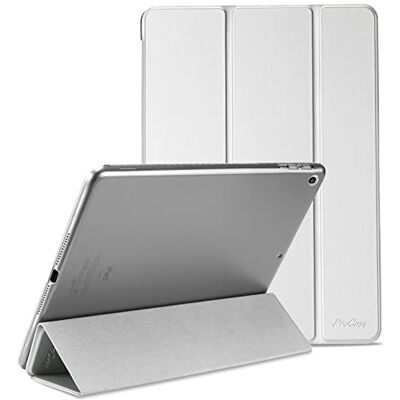ProCase Hoes voor iPad 9,7-inch Case, iPad 6e 2018 / iPad 5e 2017 Shockproof Hoesje Beschermhoes Smart Folio Cover Case met Translucent Back -Zilver ProCase Hoes voor iPad 9,7-inch Case, iPad 6e 2018 / iPad 5e 2017 Shockproof Hoesje Beschermhoes Smart Folio Cover Case met Translucent Back -Zilver