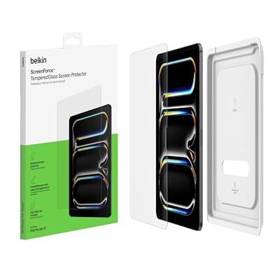 Belkin ScreenForce TemperedGlass displaybeschermfolie voor iPad Pro 13 inch (9H-index, 0,33 mm gehard glas, krasbestendig, eenvoudige installatie, compatibel met beschermhoes en Apple Pencil) Belkin ScreenForce TemperedGlass displaybeschermfolie voor iPad Pro 13 inch (9H-index, 0,33 mm gehard glas, krasbestendig, eenvoudige installatie, compatibel met beschermhoes en Apple Pencil)