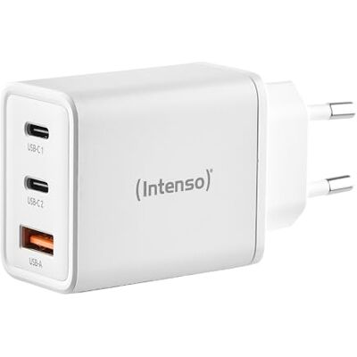 Intenso W65ACC voedingsadapter, USB-voeding met 1 USB-A en 2 USB-C-poorten, energiebesparende GaN-technologie, 65 W, wit Intenso W65ACC voedingsadapter, USB-voeding met 1 USB-A en 2 USB-C-poorten, energiebesparende GaN-technologie, 65 W, wit