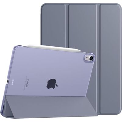 TiMOVO Hoes compatibel met iPad Air 5e / 4e Generatie (2022/2020) 10.9" tablet, slanke magnetische beschermhoes met transparante achterkant, auto slaap/waakhoes, grijs lila Légère Housse, Arrière Translucide en PC, Réveil/Sommeil Auto TiMOVO Hoes compatibel met iPad Air 5e / 4e Generatie (2022/2020) 10.9" tablet, slanke magnetische beschermhoes met transparante achterkant, auto slaap/waakhoes, grijs lila Légère Housse, Arrière Translucide en PC, Réveil/Sommeil Auto