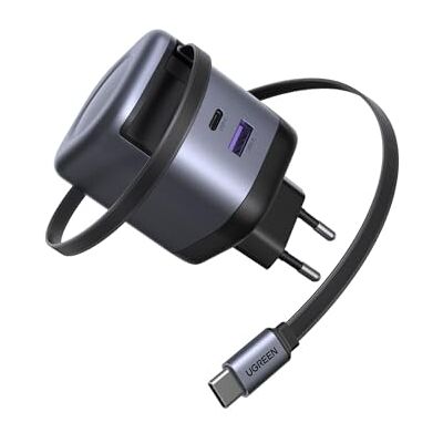 UGREEN Nexode 45 W snellader USB C 25 W PPS 2 poorten intrekbare kabel GaN stopcontact compatibel met iPhone 18 Pro Max 17 16 15 Plus Galaxy S26 S25 S24 A56 A16 Pixel 9 Pro iPad MacBook Air Neo UGREEN Nexode 45 W snellader USB C 25 W PPS 2 poorten intrekbare kabel GaN stopcontact compatibel met iPhone 18 Pro Max 17 16 15 Plus Galaxy S26 S25 S24 A56 A16 Pixel 9 Pro iPad MacBook Air Neo