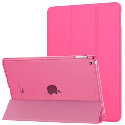 MoKo Hoes compatibel met iPad 9.7 2017/2018, 5e / 6e generatie Smart Case PU lederen beschermhoes met doorschijnende achterkant automatische slaap/waakfunctie neon roze MoKo Hoes compatibel met iPad 9.7 2017/2018, 5e / 6e generatie Smart Case PU lederen beschermhoes met doorschijnende achterkant automatische slaap/waakfunctie neon roze