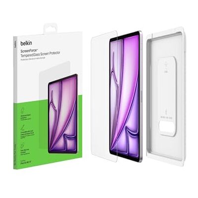 Belkin ScreenForce TemperedGlass displaybeschermfolie voor iPad Air 13 inch (9H-index, 0,33 mm gehard glas, krasbestendig, eenvoudige installatie, compatibel met beschermhoes en Apple Pencil) Belkin ScreenForce TemperedGlass displaybeschermfolie voor iPad Air 13 inch (9H-index, 0,33 mm gehard glas, krasbestendig, eenvoudige installatie, compatibel met beschermhoes en Apple Pencil)