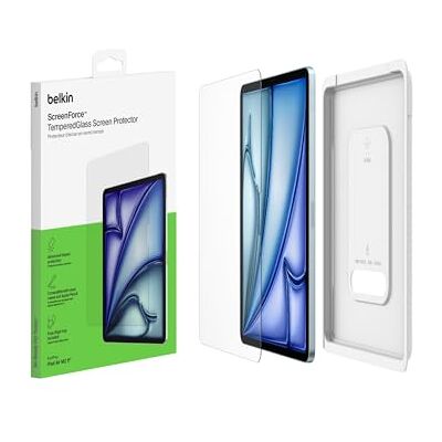 Belkin ScreenForce TemperedGlass displaybeschermfolie voor iPad Air 11 inch (9H-index, 0,33 mm gehard glas, krasbestendig, eenvoudige installatie, compatibel met beschermhoes en Apple Pencil) Belkin ScreenForce TemperedGlass displaybeschermfolie voor iPad Air 11 inch (9H-index, 0,33 mm gehard glas, krasbestendig, eenvoudige installatie, compatibel met beschermhoes en Apple Pencil)