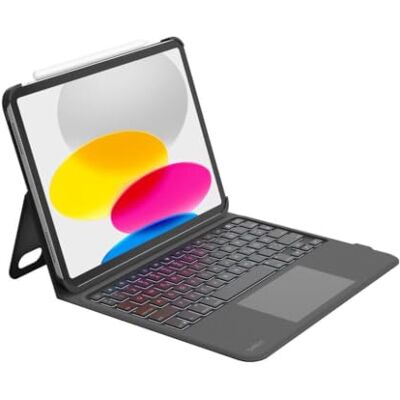 Belkin Everyday toetsenbord met hoes voor iPad 10 generatie 10,9 inch, toetsenbord met achtergrondverlichting en standaard, multi-gebaren, Apple Pencil-bevestiging, QWERTZ, multimedia-toetsen Belkin Everyday toetsenbord met hoes voor iPad 10 generatie 10,9 inch, toetsenbord met achtergrondverlichting en standaard, multi-gebaren, Apple Pencil-bevestiging, QWERTZ, multimedia-toetsen