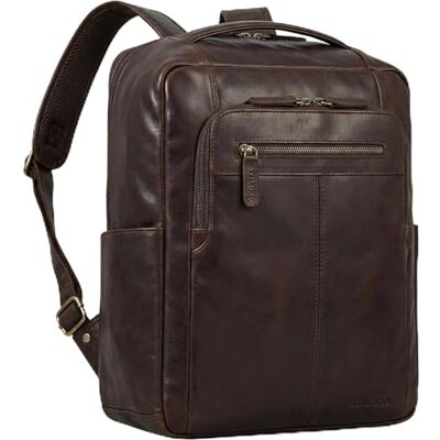 STILORD "Guido" Unieke laptoptas van leer voor 15,6 inch, rugzak voor heren, werk, grote rugzak voor dames, echt leer, kleur: zamora bruin STILORD "Guido" Unieke laptoptas van leer voor 15,6 inch, rugzak voor heren, werk, grote rugzak voor dames, echt leer, kleur: zamora bruin
