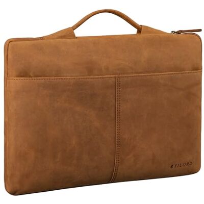 STILORD "Kit" 15,6 inch lederen laptoptas mannen business slim laptop sleeve echt leer premium laptop case heren tas PC kleur: zamora bruin, Tan Bruin Donker, M, Handdoek STILORD "Kit" 15,6 inch lederen laptoptas mannen business slim laptop sleeve echt leer premium laptop case heren tas PC kleur: zamora bruin, Tan Bruin Donker, M, Handdoek