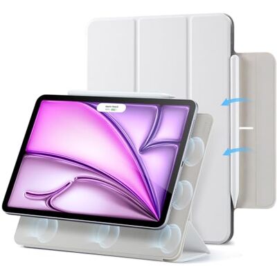 ESR iPad Air hoes 13 inch M4/M3/M2 (2026/2025/2024), iPad Pro 12.9 (6a/5a/4a Gen), magnetische hoes met trifold-standaard, magnetische haak, automatische activering/slaapfunctie, wit ESR iPad Air hoes 13 inch M4/M3/M2 (2026/2025/2024), iPad Pro 12.9 (6a/5a/4a Gen), magnetische hoes met trifold-standaard, magnetische haak, automatische activering/slaapfunctie, wit