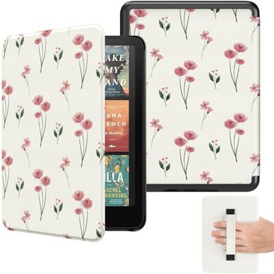 MoKo Hoes voor 7 inch Kindle Paperwhite 12e generatie 2024, roze kleine bloemen MoKo Hoes voor 7 inch Kindle Paperwhite 12e generatie 2024, roze kleine bloemen