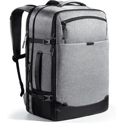 Inateck Reisrugzak, uitbreidbaar, 38,5 tot 46,2 liter, voor dames en heren, handbagage vliegtuig, rugzak voor laptop van 15,6 inch, spatwaterdicht, rugzak, grijs. Inateck Reisrugzak, uitbreidbaar, 38,5 tot 46,2 liter, voor dames en heren, handbagage vliegtuig, rugzak voor laptop van 15,6 inch, spatwaterdicht, rugzak, grijs.