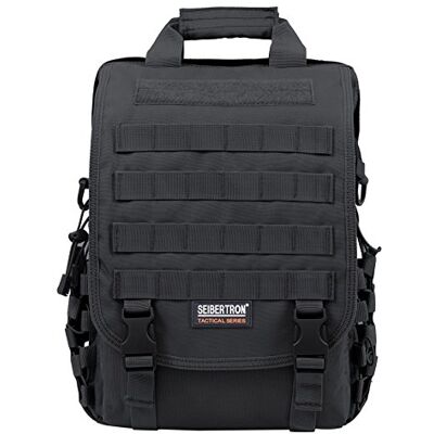 Seibertron Waterdichte Molle Tactische Laptop Tablet Waterdichte Rugzak Boodschappentas Zwart, Fit 15.6 Laptop Zwart, One Size Seibertron Waterdichte Molle Tactische Laptop Tablet Waterdichte Rugzak Boodschappentas Zwart, Fit 15.6 Laptop Zwart, One Size