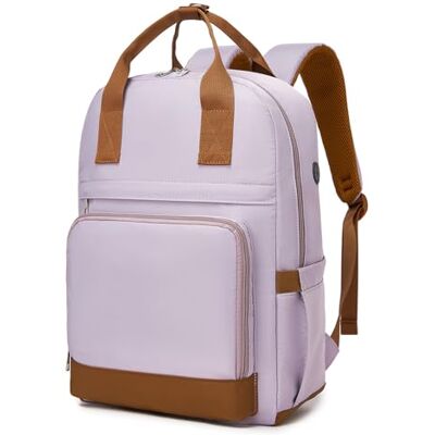 Kono Laptoprugzak voor dames, 15,6 inch, diefstalbeveiliging, waterdicht en grote capaciteit, voor werk, school of reizen, paars/bruin, L, Casual Kono Laptoprugzak voor dames, 15,6 inch, diefstalbeveiliging, waterdicht en grote capaciteit, voor werk, school of reizen, paars/bruin, L, Casual