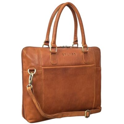 STILORD 'Latoya' Zakelijke tas voor dames, leer, vintage schooltas, schoudertas, aktetas, voor laptop, 13,3 inch, echt leer, Texas Bruin, koffer STILORD 'Latoya' Zakelijke tas voor dames, leer, vintage schooltas, schoudertas, aktetas, voor laptop, 13,3 inch, echt leer, Texas Bruin, koffer