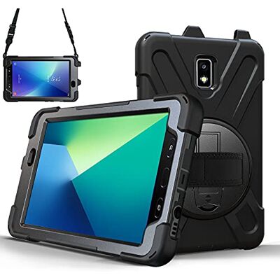 TECHGEAR X-Case Schokbestendige hoes voor Samsung Galaxy Tab Active 2 8 inch (SM-T390/SM-T395) met 360° draaibare standaard, polsband en schouderriem, zwart TECHGEAR X-Case Schokbestendige hoes voor Samsung Galaxy Tab Active 2 8 inch (SM-T390/SM-T395) met 360° draaibare standaard, polsband en schouderriem, zwart