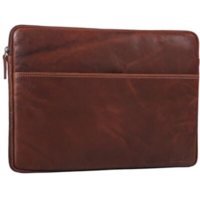STILORD "Murphy" computertas 15,6 inch lederen beschermhoes voor MacBook 16 inch en laptop 15 inch vintage documentenorganizer hoes kleur: porto cognac STILORD "Murphy" computertas 15,6 inch lederen beschermhoes voor MacBook 16 inch en laptop 15 inch vintage documentenorganizer hoes kleur: porto cognac