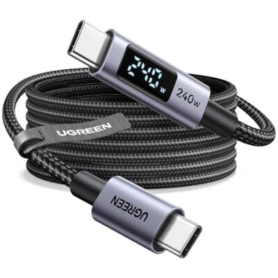 UGREEN Nexode USB C-kabel 240W PD 3.1 met LCD-display 48V 5A (3M) Type C snel opladen, compatibel met MacBook, laptop, gaming, iPad, iPhone 17 Pro Max Air Galaxy S26 S25 Pixel 10. UGREEN Nexode USB C-kabel 240W PD 3.1 met LCD-display 48V 5A (3M) Type C snel opladen, compatibel met MacBook, laptop, gaming, iPad, iPhone 17 Pro Max Air Galaxy S26 S25 Pixel 10.