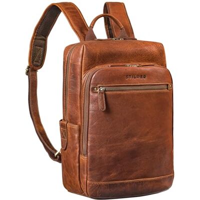 STILORD Yuki Zakelijke rugzak voor heren, leer, vintage, rugzak voor MacBook 13,3 inch, laptoptas, echt leer, kleur: middenbruin, Kara Cognac, Dagrugzak STILORD Yuki Zakelijke rugzak voor heren, leer, vintage, rugzak voor MacBook 13,3 inch, laptoptas, echt leer, kleur: middenbruin, Kara Cognac, Dagrugzak