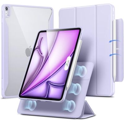 ESR iPad Air 13 inch M2 hoes, iPad Air 2024, hoes met penhouder, afneembare magnetische hoes, verticale standaard, compatibel met Pro/USB-C, Rebound 360-serie, paars ESR iPad Air 13 inch M2 hoes, iPad Air 2024, hoes met penhouder, afneembare magnetische hoes, verticale standaard, compatibel met Pro/USB-C, Rebound 360-serie, paars