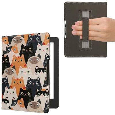 kwmobile Hoesje compatibel met Kobo Aura H2O Edition 2 hoesje eReader Tablet Magnetische Flip Case PU Leer met riem Oranje-zwart-wit kwmobile Hoesje compatibel met Kobo Aura H2O Edition 2 hoesje eReader Tablet Magnetische Flip Case PU Leer met riem Oranje-zwart-wit