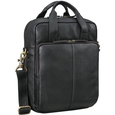 STILORD "Dave" Herentas, schoudertas, leer, reizen, laptoptas, 13,3 inch, MacBook Borsa per tablet, schoudertas, messengertas, echt leer, kleur: bruin scuro, zwart., XL, Schoudertas STILORD "Dave" Herentas, schoudertas, leer, reizen, laptoptas, 13,3 inch, MacBook Borsa per tablet, schoudertas, messengertas, echt leer, kleur: bruin scuro, zwart., XL, Schoudertas