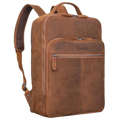 STILORD "Pietro" zakelijke rugzak, leer, grote rugzak voor laptop, 15,6 inch, vintage rugzak voor kantoor, werk, business, trolley, XL, kleur: zwart, Tan Bruin Donkerbruin, XL, Dagrugzak STILORD "Pietro" zakelijke rugzak, leer, grote rugzak voor laptop, 15,6 inch, vintage rugzak voor kantoor, werk, business, trolley, XL, kleur: zwart, Tan Bruin Donkerbruin, XL, Dagrugzak